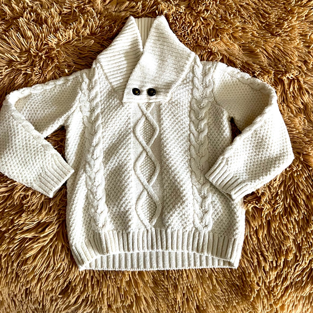 Janie And Jack 2t White Cable Knit Sweater